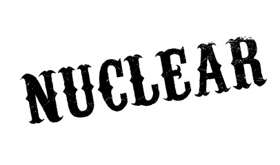 Nuclear rubber stamp. Grunge design with dust scratches. Effects can be easily removed for a clean, crisp look. Color is easily changed.