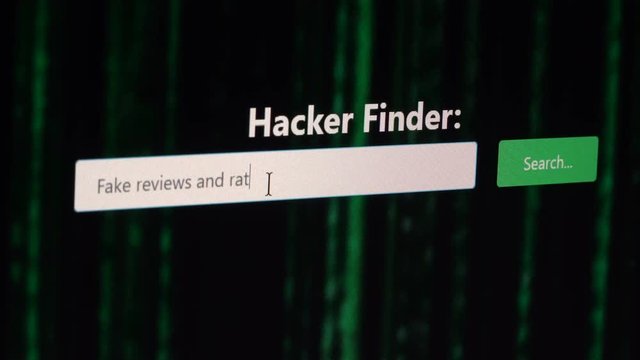 Online marketer using Hacker Finder search engine for dark net to find personal profile hackers, for topics like spamming, fake reviews and other shady activity online