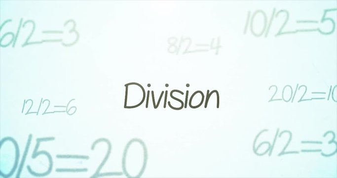 Camera pans over mathematics terminology   Division