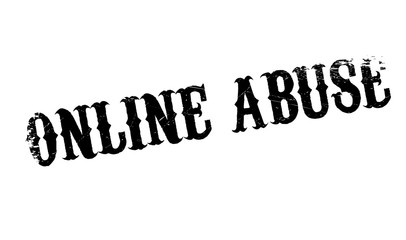 Online Abuse rubber stamp. Grunge design with dust scratches. Effects can be easily removed for a clean, crisp look. Color is easily changed.