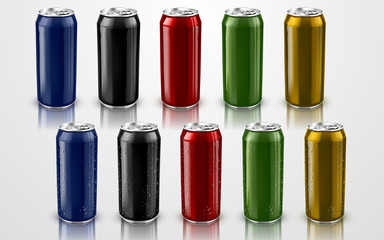 colorful metal cans