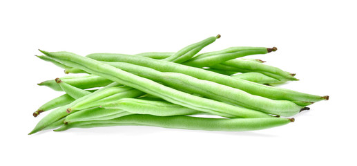 Green beans on white background