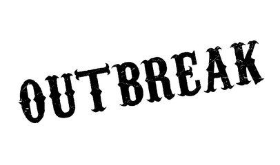 Outbreak rubber stamp. Grunge design with dust scratches. Effects can be easily removed for a clean, crisp look. Color is easily changed.