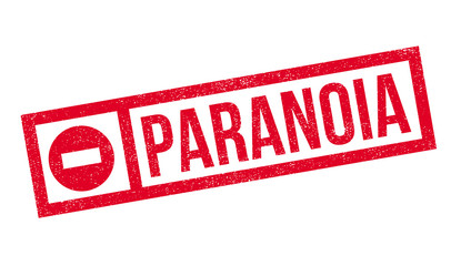 Paranoia rubber stamp. Grunge design with dust scratches. Effects can be easily removed for a clean, crisp look. Color is easily changed.