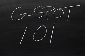 The words "G-Spot 101" on a blackboard in chalk