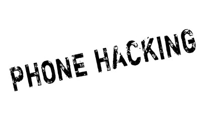 Phone Hacking rubber stamp. Grunge design with dust scratches. Effects can be easily removed for a clean, crisp look. Color is easily changed.