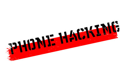 Phone Hacking rubber stamp. Grunge design with dust scratches. Effects can be easily removed for a clean, crisp look. Color is easily changed.