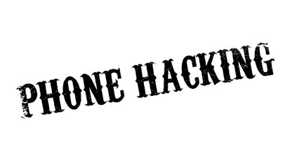 Phone Hacking rubber stamp. Grunge design with dust scratches. Effects can be easily removed for a clean, crisp look. Color is easily changed.