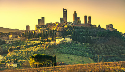 Fototapeta na wymiar San Gimignano medieval town towers skyline. Tuscany, Italy