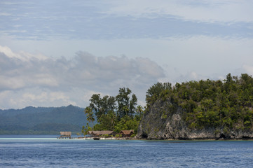 Tropical Resort.  A remote resort in the Raja Ampat area of the eastern Indonesian archipelago. 