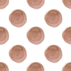 Obraz na płótnie Canvas Abstract pattern with of watercolor circles in shades brown and white. Hand drawn polka dot. Texture for textile, wrapping paper, greeting card, invitation, wallpaper
