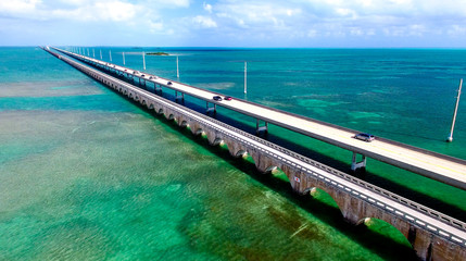Beautiful aerial view of Florida Keys Bridge