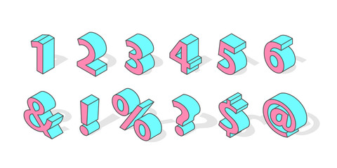 Isometric numbers vector isolated.