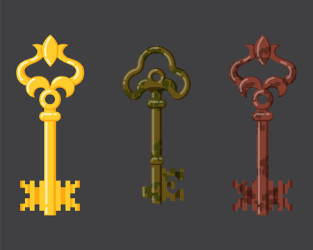 Vintage key vector isolated icon.