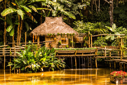 Wooden house near the river 