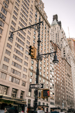 Manhattan, New York street and buildings vintage style photo