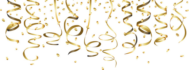 Gold Konfetti und Luftschlangen