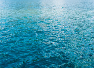 Blue ripple water wave on sand in sea ocean.