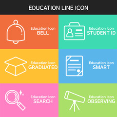 education Line Icon Set