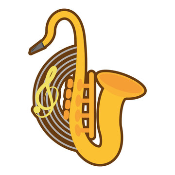 cartoon saxophone musical instrument wind vector illustration eps 10