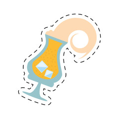 glass drink beverage liqueur ice dot line vector illustration eps 10