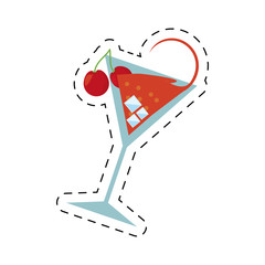 cocktail cherry alcohol ice straw vector illustration eps 10