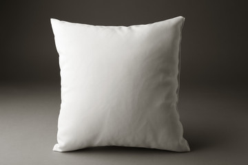 Fototapeta na wymiar Blank soft pillow on grey background