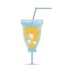 drawing cocktail fresh drink straw ice vector illustration eps 10