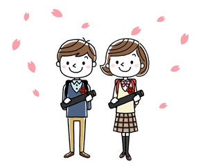 卒業式イメージ：男の子と女の子
