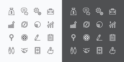 Business icons set. flat line design vector for Web and Mobile.