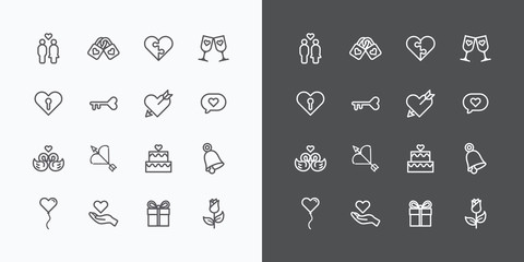 Love and Wedding Icons line Vector Design