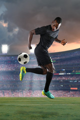 African American Soccer player Performing Back Kick