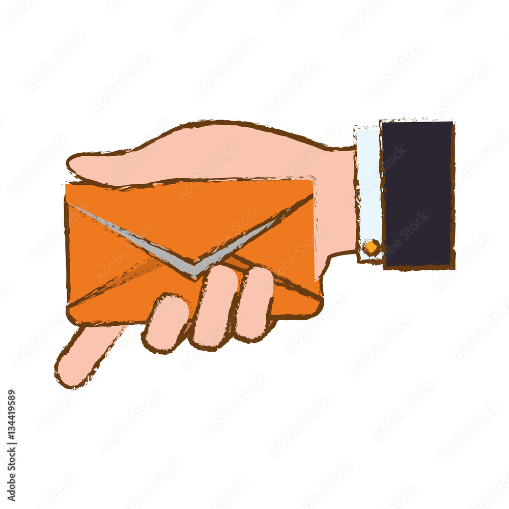 Poster message envelope mail icon image sketch style vector illustration design