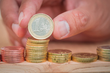 Euro coins stacks