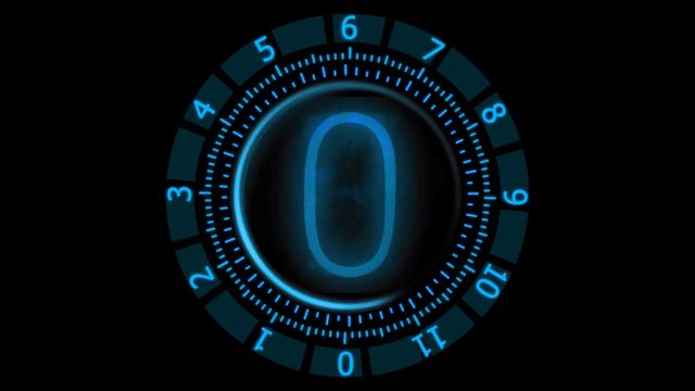 Blue Digital Round Counter on Transparent Background  -   Looping Video Footage with Alpha Channel