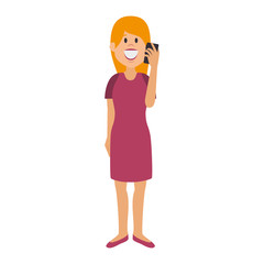 woman avatar character with smartphone vector illustration design