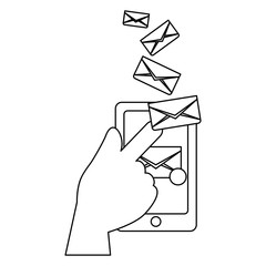 email related icons image simple black line vector illustration design 