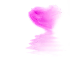 Watercolor of heart shape with ripple reflection on white