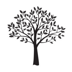 Obraz premium Black Tree and Leafs. Vector Illustration.