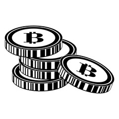 coin with letter b money related icon image black and white  vector illustration design 