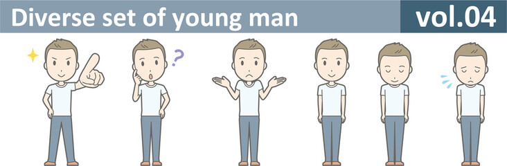 Diverse set of young man, EPS10 vol.04