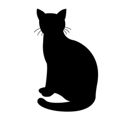ネコのシルエット　イラスト　ハロウィン　アイコン　シンプル　座っている　魔女　ハロウィーン