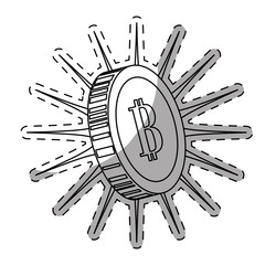 coin with letter b money related icon image sticker vector illustration design 