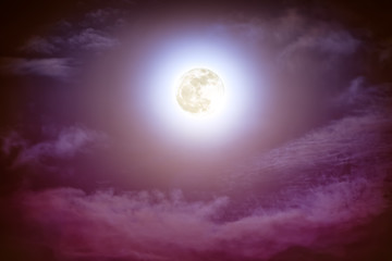 Fototapeta premium Nighttime sky with clouds and bright full moon with shiny.