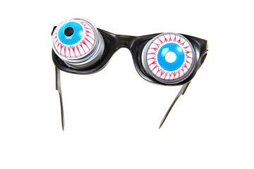Joke bloodshot eyeball glasses with springs