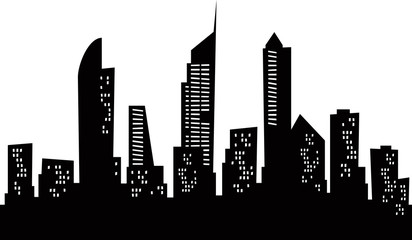 Cartoon skyline silhouette of the city of Gold Coast Australia.