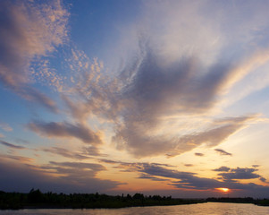 Fototapeta na wymiar Yining river sunset,Xinjiang,China