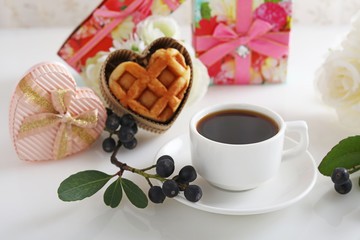 美味しいコーヒーとワッフル