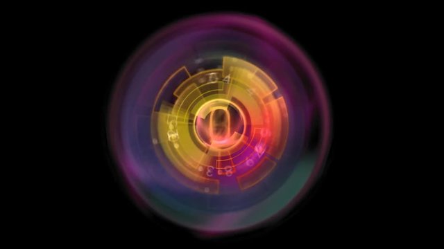 Iridescent Digital Round Counter on Transparent Backgrouns  -   Looping Video Footage with Alpha Channel