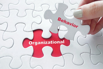 Organizational Behavious on jigsaw puzzle - obrazy, fototapety, plakaty